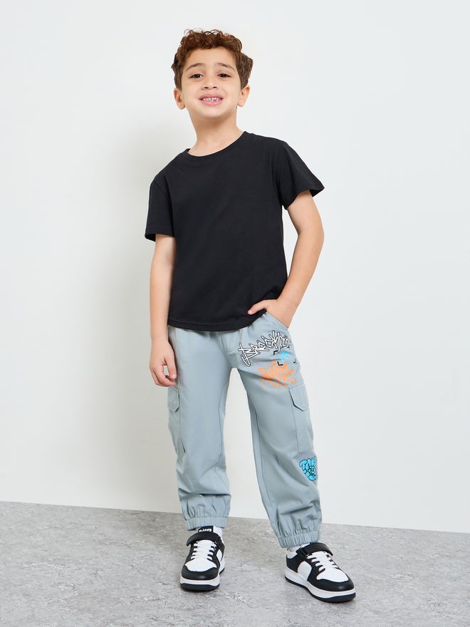 Styli Boys Graffiti Print Cargo Joggers - Image 2