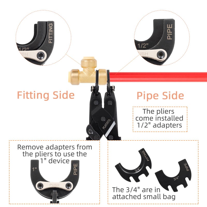 PLATATO Push to Connect Removal Tool Disconnect Tongs Tool for 1/2â€, 3/4â€, 1â€ Push in Fittings Plumbing Tools for Removal PEX PVC Copper Pipe - Image 5