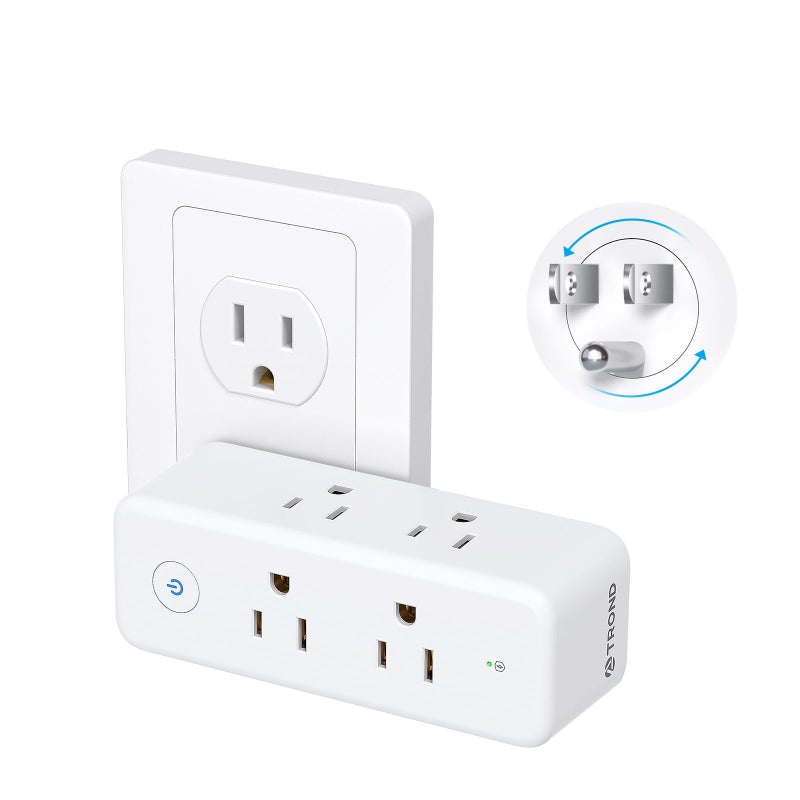 TROND Outlet Extender with 360 Rotating Plug 6 AC Outlet Splitter Swivel Multi Plug Wall Adapter with Power Switch 3 Way Electric Multiplug Expander for Home Office Travel Dorm