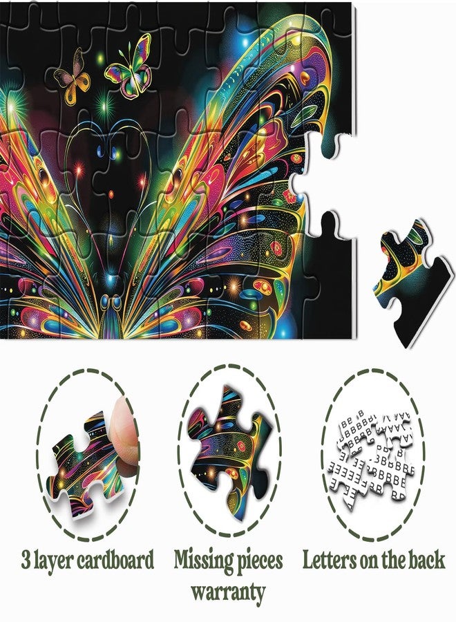 PPuzzling Butterfly Puzzles for Adults 1000 Pieces, Glowing Rainbow Wings Jigsaw Puzzles, Fantasy Floral Nature Puzzle - Image 5