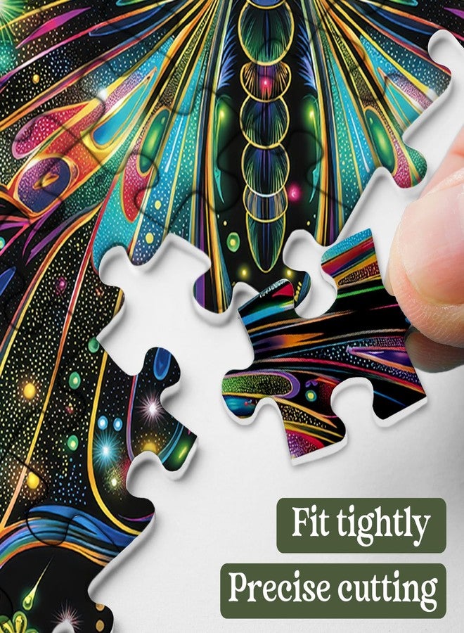 PPuzzling Butterfly Puzzles for Adults 1000 Pieces, Glowing Rainbow Wings Jigsaw Puzzles, Fantasy Floral Nature Puzzle - Image 3