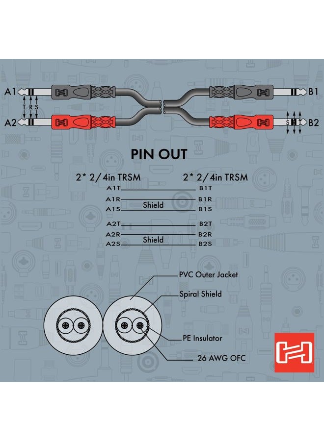 HOSA CSS-202 Dual 1/4in TRS to Dual 1/4in TRS Stereo Interconnect Cable- 2m - Image 5
