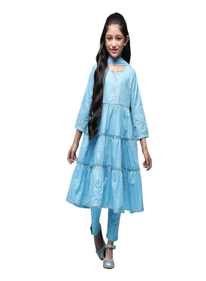 BIBA Girls PRINTED TIRED KID(KWBANARAS HYNMS5804_SKY BLUE_15) - Image 1