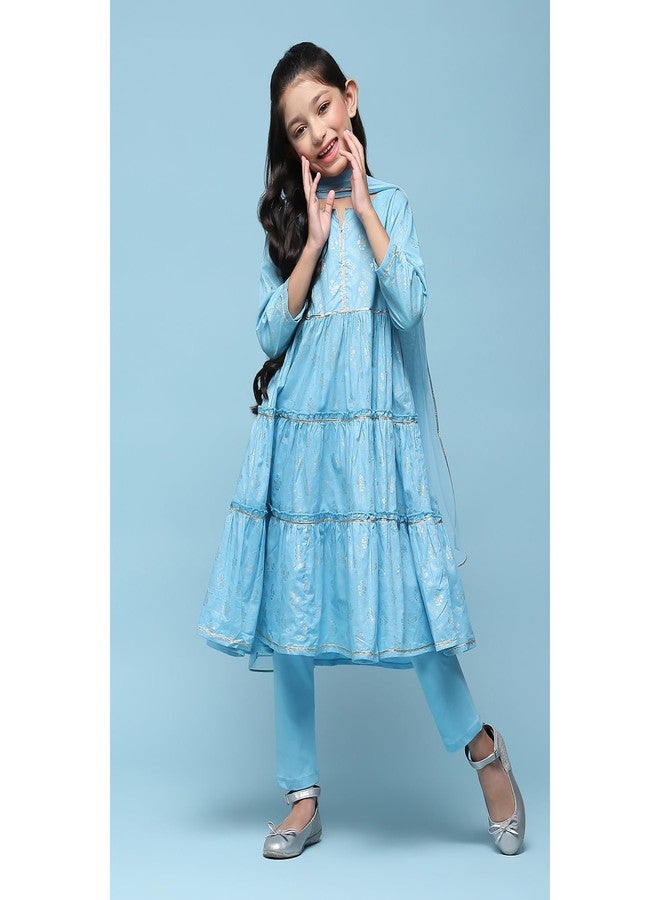 BIBA Girls PRINTED TIRED KID(KWBANARAS HYNMS5804_SKY BLUE_15) - Image 4