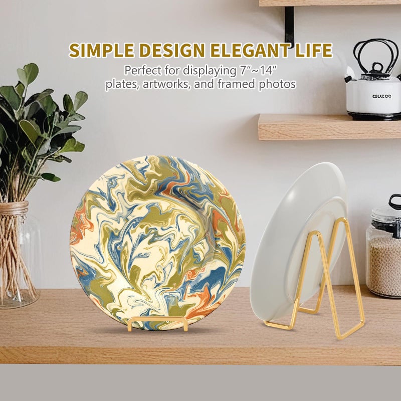 DIDUDIDU Plate Holder Easel Display Stand - 6 inch Metal Plate Stands for Display - Tabletop Picture Stand - Gold Iron Easels for Display Pictures | Photo Frames | Book | Decorative Plates | Plaque - 3 Pack - Image 4