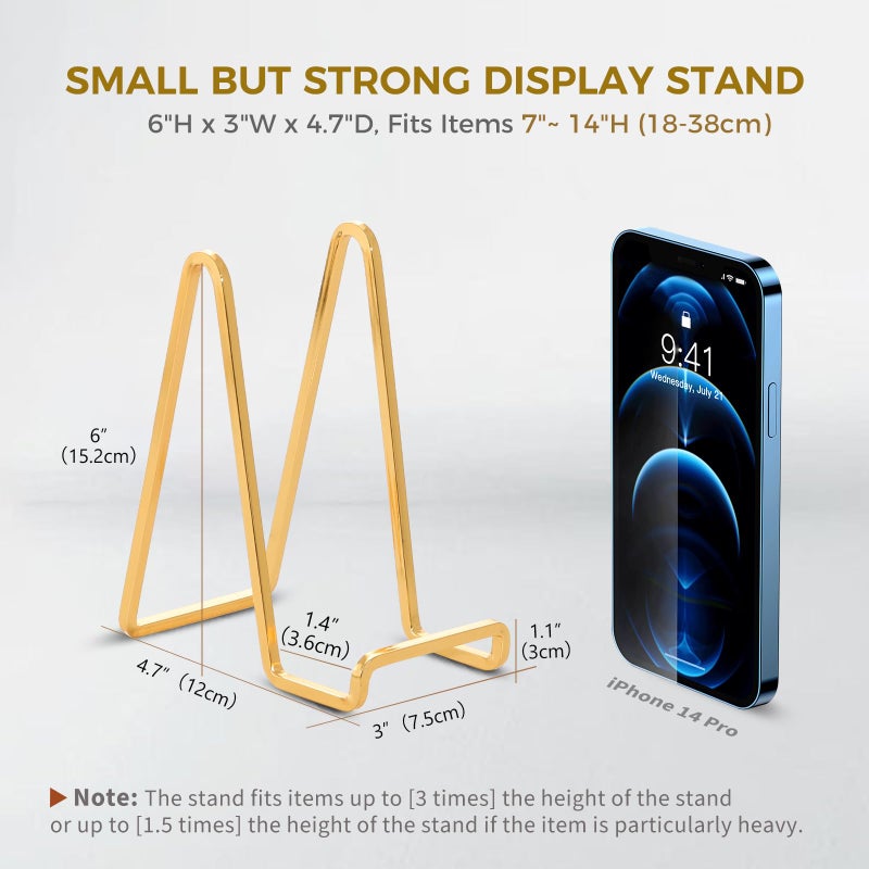 DIDUDIDU Plate Holder Easel Display Stand - 6 inch Metal Plate Stands for Display - Tabletop Picture Stand - Gold Iron Easels for Display Pictures | Photo Frames | Book | Decorative Plates | Plaque - 3 Pack - Image 2