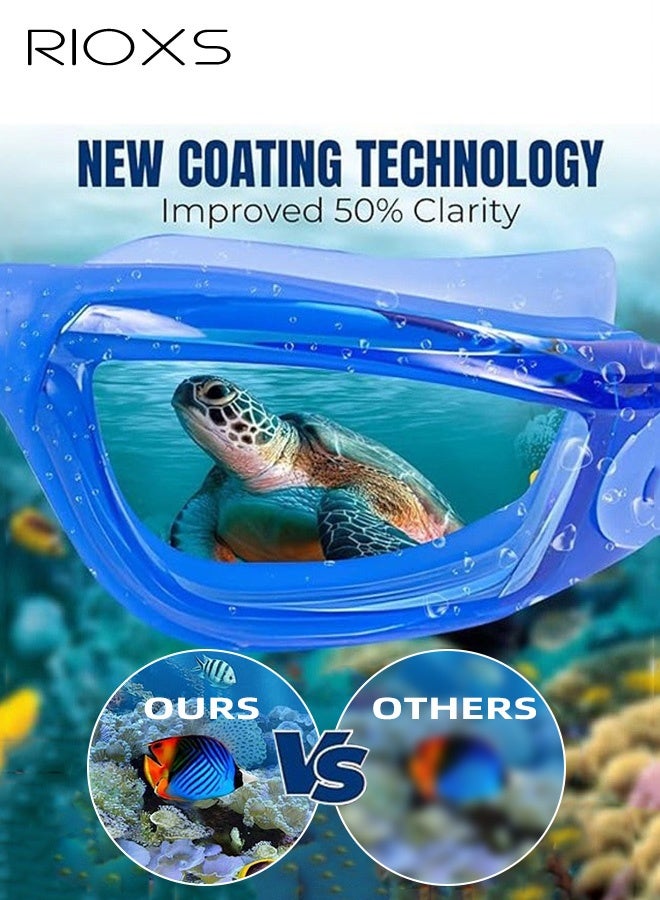 RIOXS 4 Pcs Swimming Goggle Set- Anti-Fog Swimming Goggles,Swim Cap,Swimming Ear Plugs Nose Clips And Drawstring Bag,UV Protection Clear Kids Swim Goggles,No-Leaking Adjustable Goggles - Image 5