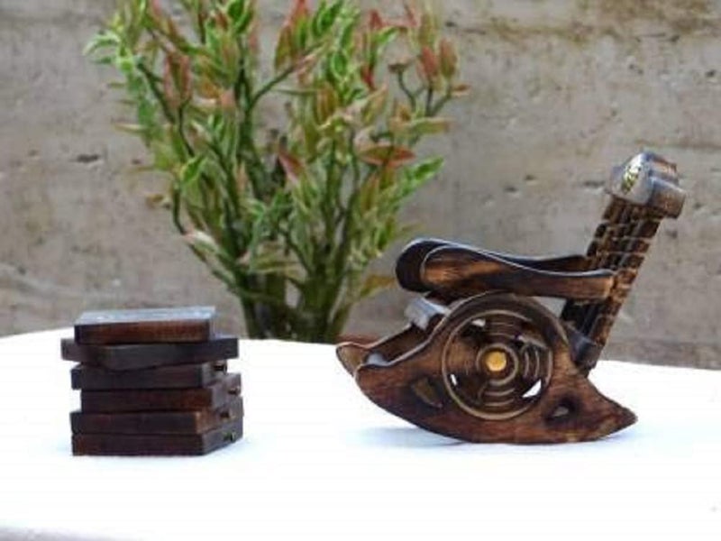 Craftland Wooden Antique Miniature Chair Shape Tea,Coffee,Drink hot/Cold Coaster Set with 6 Coaster for Kitchen/Dining Table/Office/Restaurant. - Image 5