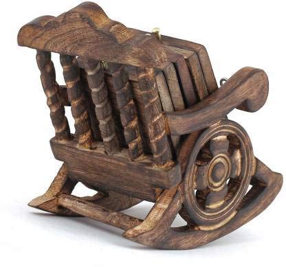 Craftland Wooden Antique Miniature Chair Shape Tea,Coffee,Drink hot/Cold Coaster Set with 6 Coaster for Kitchen/Dining Table/Office/Restaurant. - Image 3