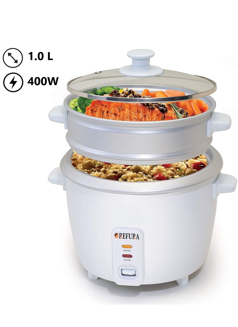 REFURA - 2 in 1 Rice Cooker & Steamer 1.0 L / Non-Stick Removable Bowl / Keep Warm Functionality / 400 Watts / Includes Measuring Cup & Spatula | RE-618 | Kitchen Appliances - Image 1