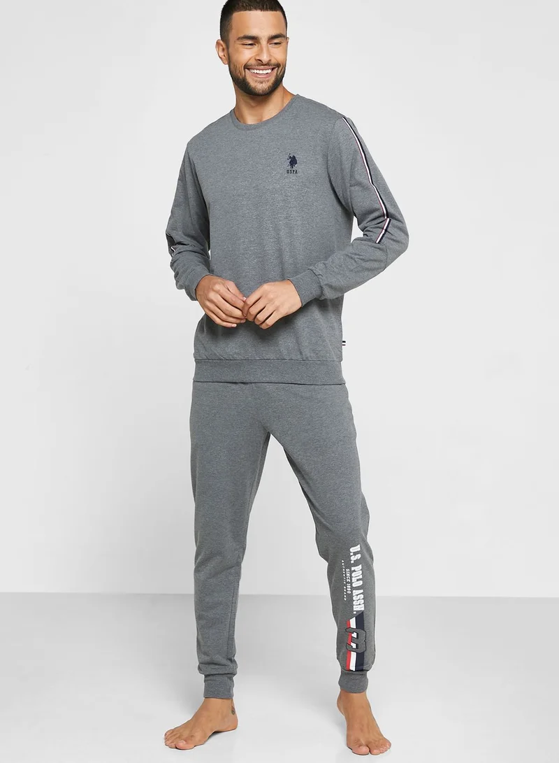 U.S. Polo Assn. Logo Printed Sweatshirt And Sweatpants Set