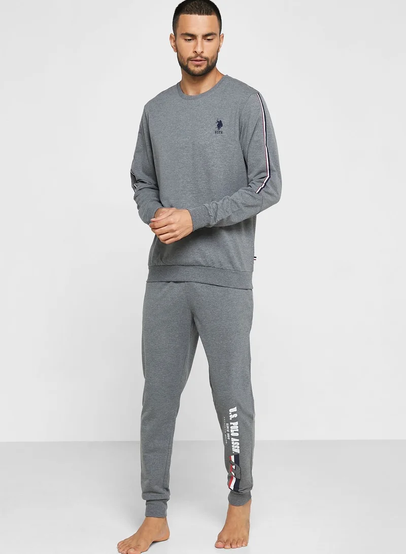 U.S. Polo Assn. Logo Printed Sweatshirt And Sweatpants Set