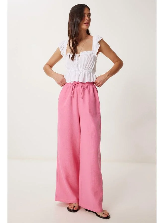 Lovely Istanbul Muslin Palazzo Pants PEMBE LMX0008.