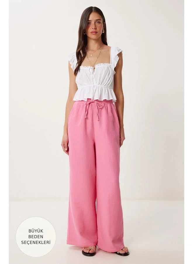 Lovely Istanbul Muslin Palazzo Pants PEMBE LMX0008.