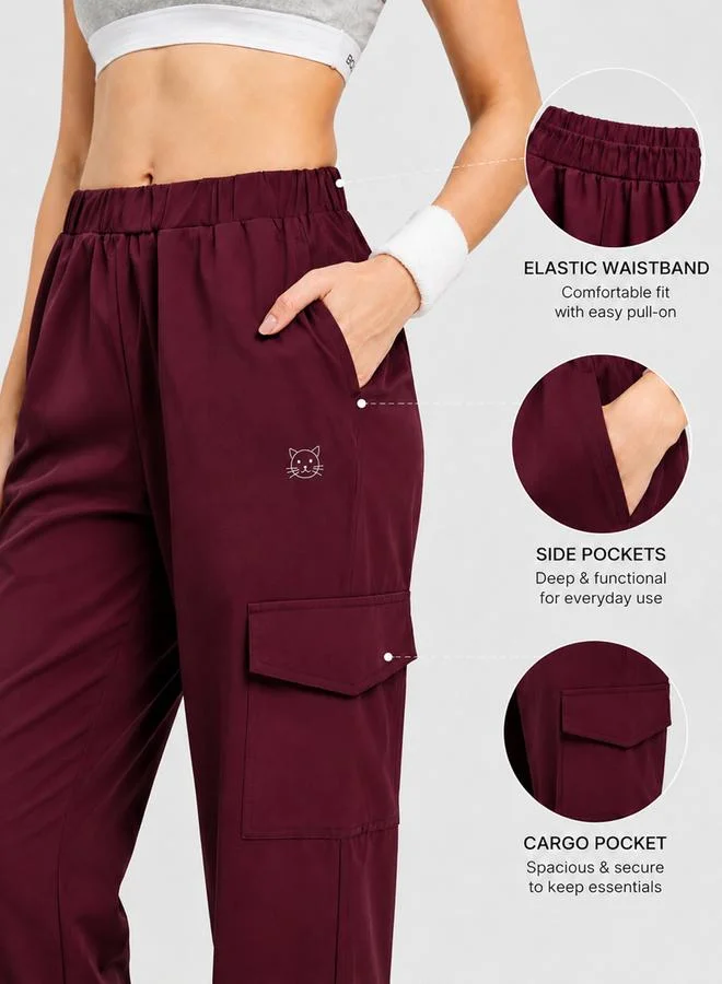 تايك تو Burgundy Super Comfort Cargo Track Pants By Lazzycat