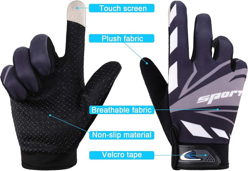 accmor Touch Screen Cycling Gloves - Large Size Kids Sport, Men Women Teens Fishing, Breathable Non-Slip Children Bike Riding for Hunting Climbing Outdoor Sports - Image 3