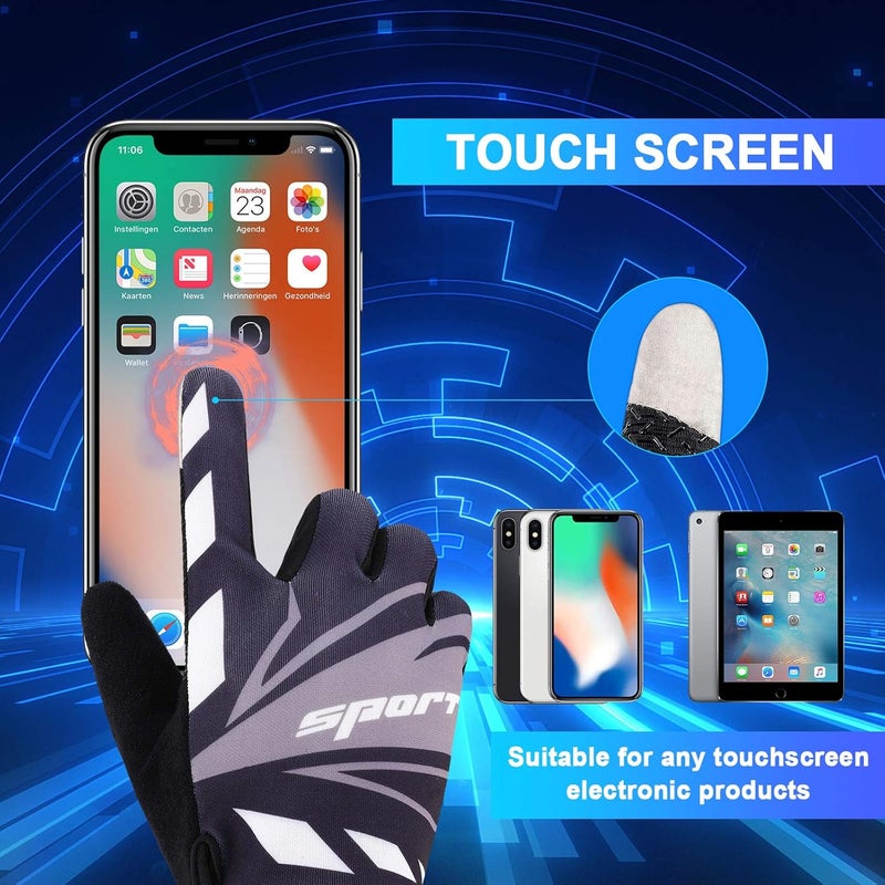 accmor Touch Screen Cycling Gloves - Large Size Kids Sport, Men Women Teens Fishing, Breathable Non-Slip Children Bike Riding for Hunting Climbing Outdoor Sports - Image 2