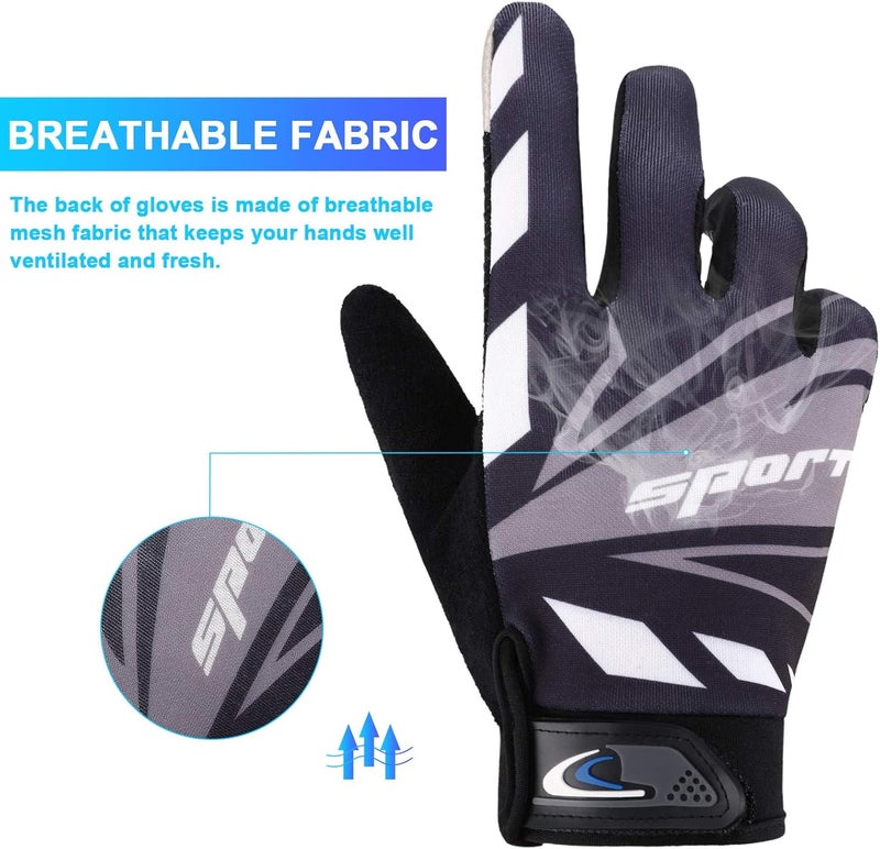 accmor Touch Screen Cycling Gloves - Large Size Kids Sport, Men Women Teens Fishing, Breathable Non-Slip Children Bike Riding for Hunting Climbing Outdoor Sports - Image 4