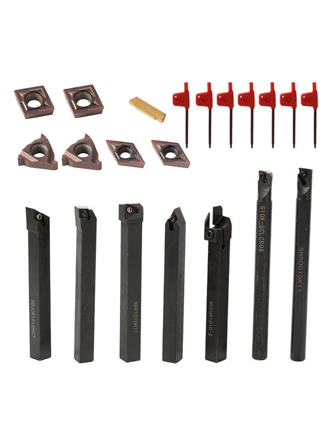 NIBEMINENT 21-Piece Multi-Functional Carbide Insert Turning Tool Set Multicolour