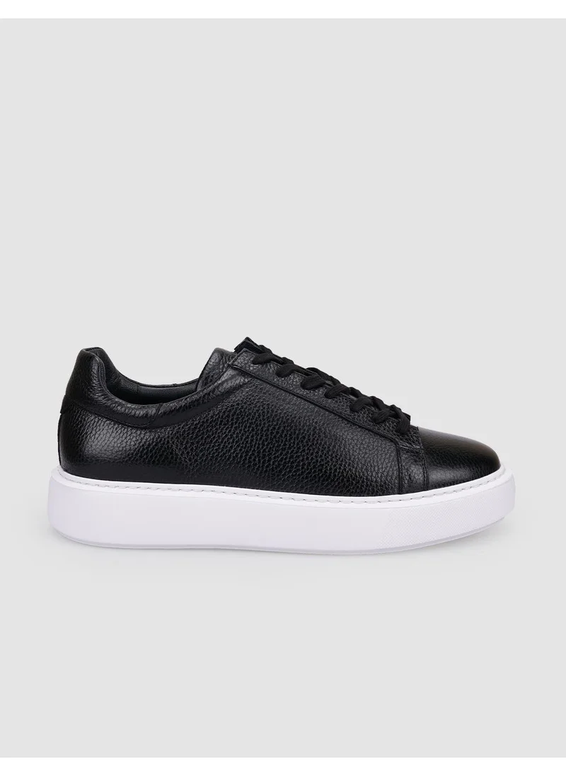 Cabani Leather Black Lace-Up Men's Sports Shoes