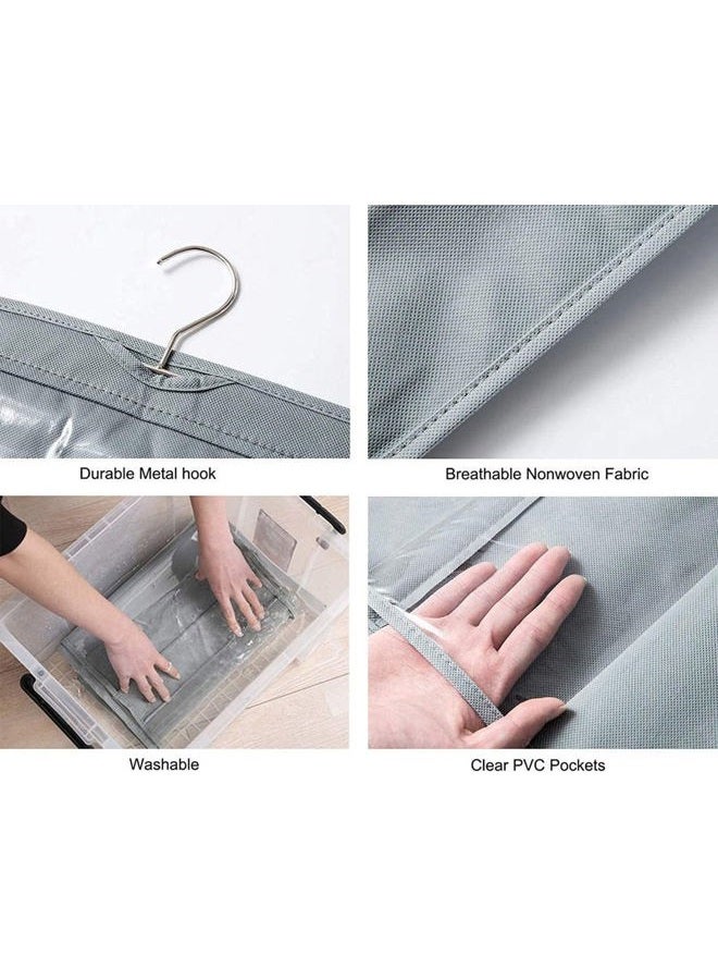 HAN SHENG 10 Pockets Clear Handbag & Purse Organizer Hanging Bag Storage - Space Saving Hanging Shelf for Closet, Wardrobe, Over Door (2 Pack, Grey) - Image 4