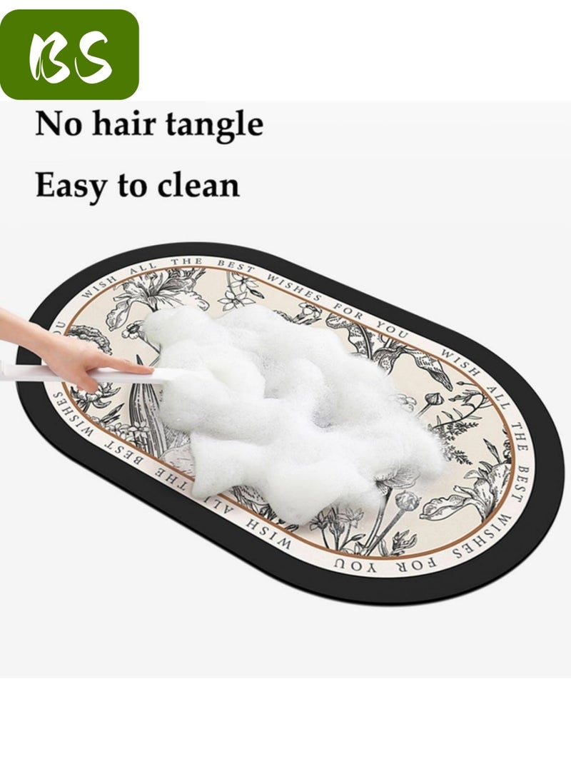 BS Diatom bathroom mat set (sink mat + bathroom mat + toilet mat), non-slip bathroom floor mat and quick-drying bathroom rug, super absorbent bathtub mat, flower pattern, non-slip, thickened, soft, easy to clean rug. - Image 1