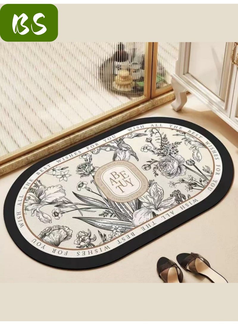 BS Diatom bathroom mat set (sink mat + bathroom mat + toilet mat), non-slip bathroom floor mat and quick-drying bathroom rug, super absorbent bathtub mat, flower pattern, non-slip, thickened, soft, easy to clean rug. - Image 5