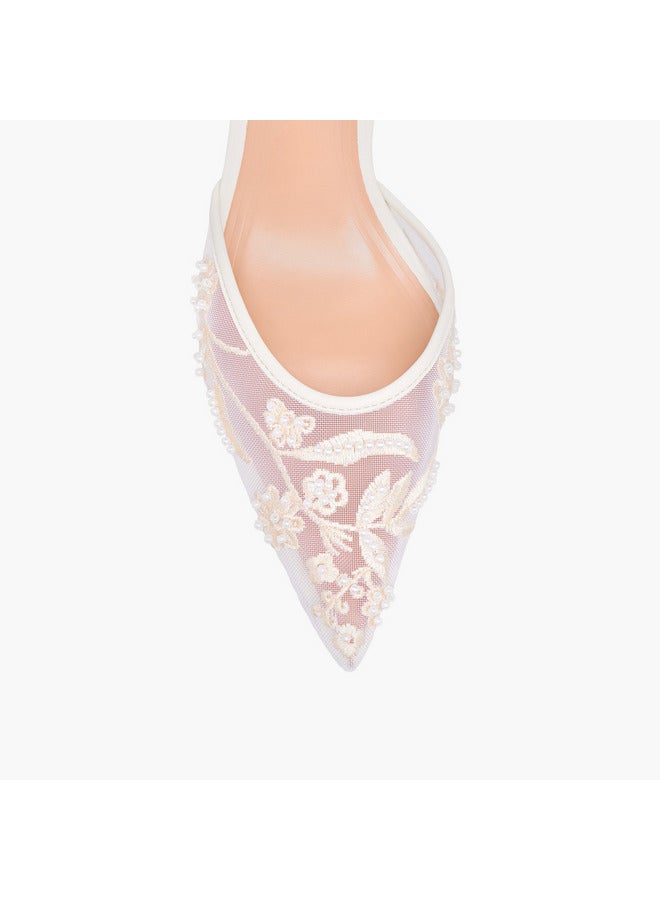 Celeste Women's Floral Embellished Slingback Sandals with Stiletto Heels - Image 4