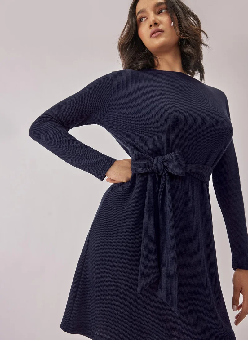 The Label Life Ribbed Knit Dress with Waist Tie