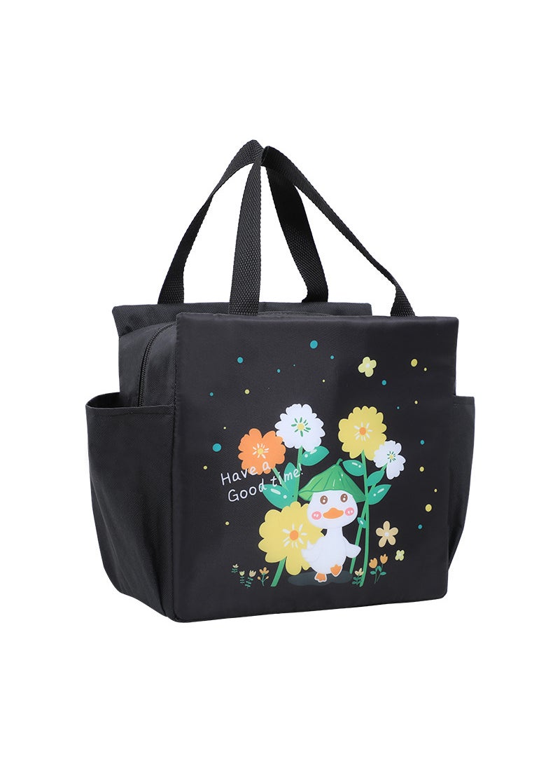 Generic Cartoon Dual-Pocket Insulated Lunch Bag Little black duck 
