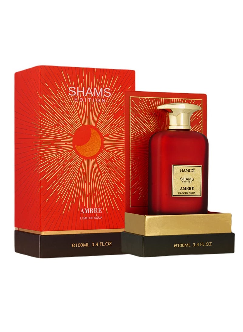 Hamidi Shams Edition Ambre L' Eau De Aqua Perfumes For Unisex 100ml, Water Perfume, Long Lasting - Image 1