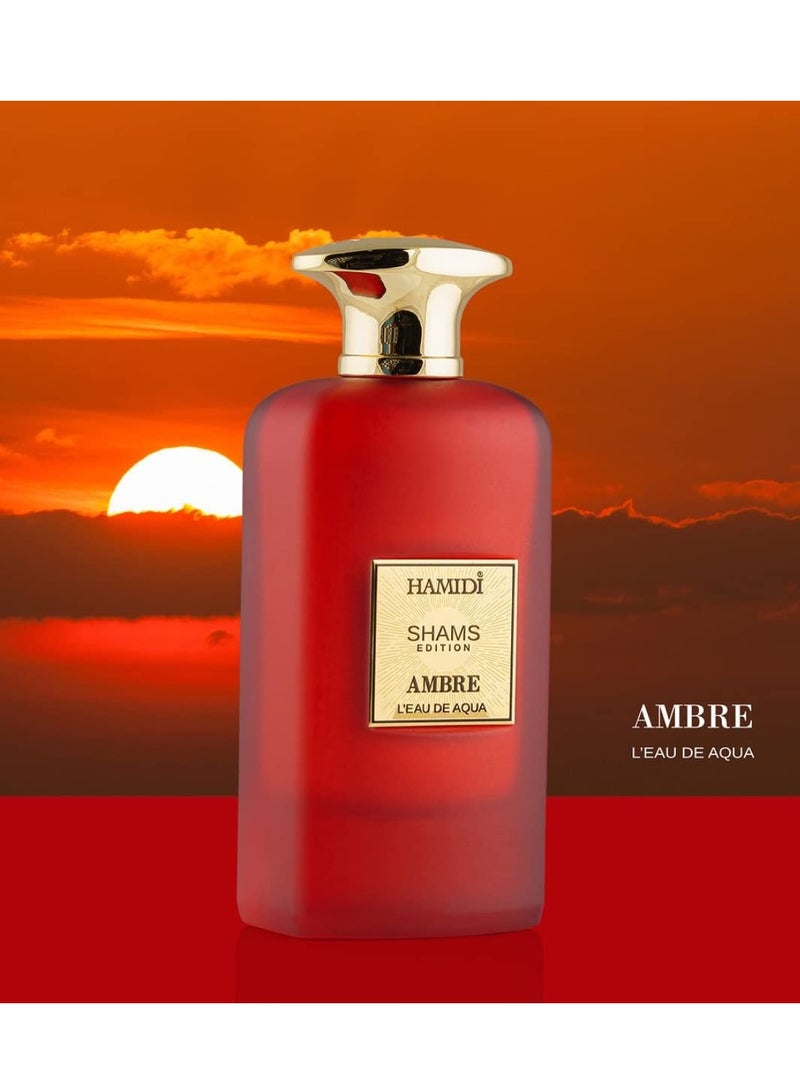 Hamidi Shams Edition Ambre L' Eau De Aqua Perfumes For Unisex 100ml, Water Perfume, Long Lasting - Image 2