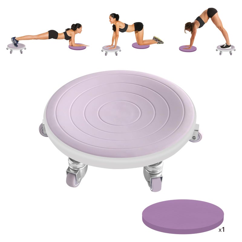 Tasidingster 6 Caster Ab Roller Ab Exercise Equipment with Knee Pads Ab Roller Wheel for Core Exercise Abdominal Strength Training for Home Gym 360 Silent Ab Workout Equipment Purple - Image 2