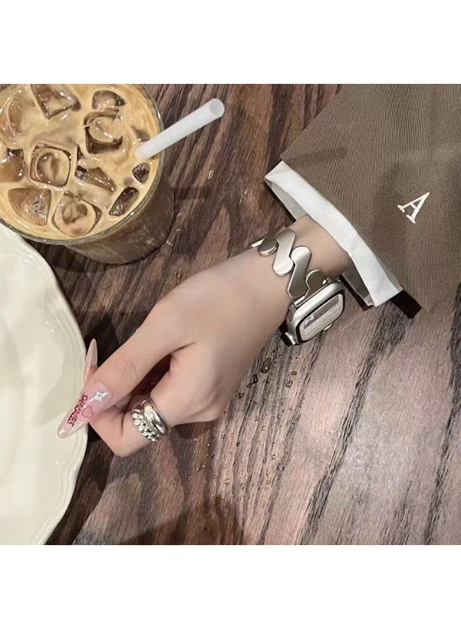 Watch Band Compatible for Apple Watch Series Band 42mm 44mm 45mm 46mm 49mm women, Genuine Leather Double Tour Designed Slim Replacement Strap for iWatch Series10 9 8 7 6 SE - Image 3