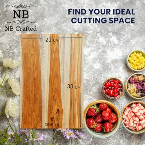 NB Crafted Teak Wooden Chopping Board for Kitchen Home, Restaurants, Hotel Useful for Vegetable & Fruits Chopping Wood Block Size - 30 x 20 x 2 cm (Pack of 1) - Image 5