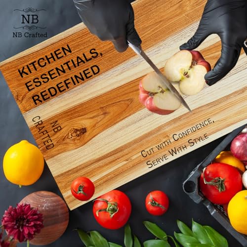 NB Crafted Teak Wooden Chopping Board for Kitchen Home, Restaurants, Hotel Useful for Vegetable & Fruits Chopping Wood Block Size - 30 x 20 x 2 cm (Pack of 1) - Image 2