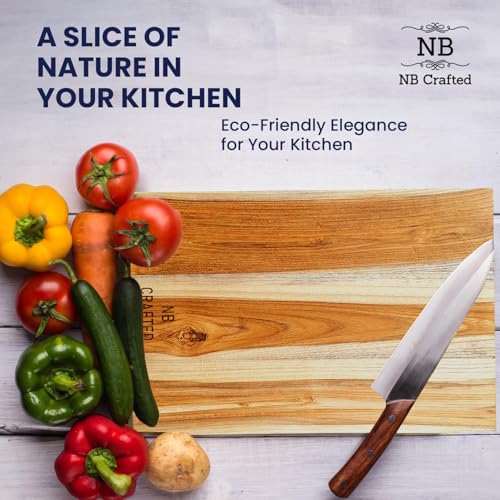 NB Crafted Teak Wooden Chopping Board for Kitchen Home, Restaurants, Hotel Useful for Vegetable & Fruits Chopping Wood Block Size - 30 x 20 x 2 cm (Pack of 1) - Image 4