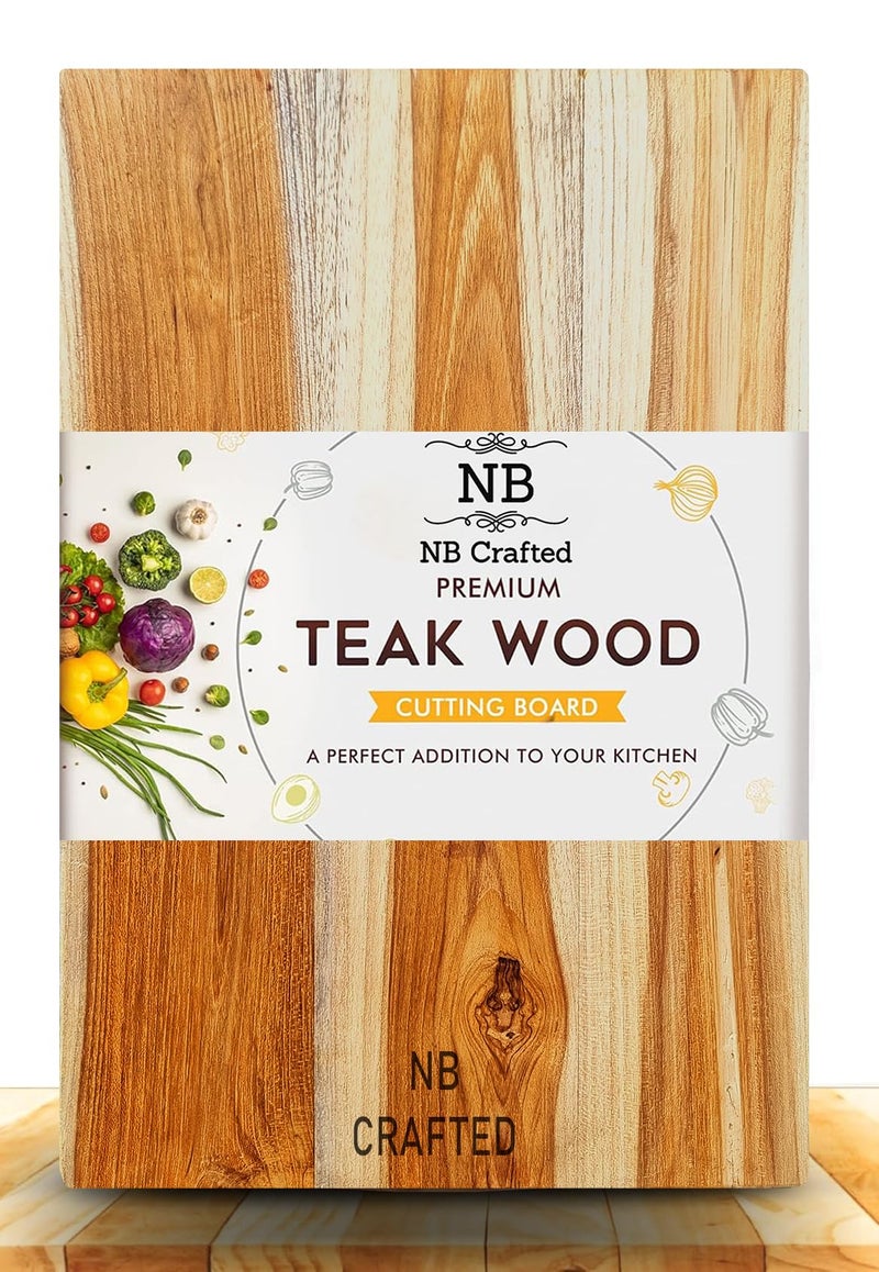 NB Crafted Teak Wooden Chopping Board for Kitchen Home, Restaurants, Hotel Useful for Vegetable & Fruits Chopping Wood Block Size - 30 x 20 x 2 cm (Pack of 1) - Image 1