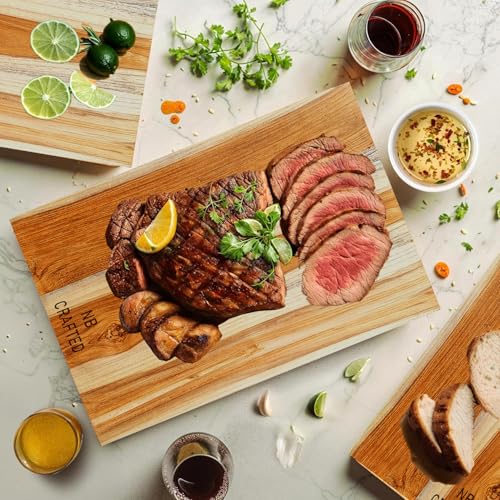 NB Crafted Teak Wooden Chopping Board for Kitchen Home, Restaurants, Hotel Useful for Vegetable & Fruits Chopping Wood Block Size - 30 x 20 x 2 cm (Pack of 1) - Image 3