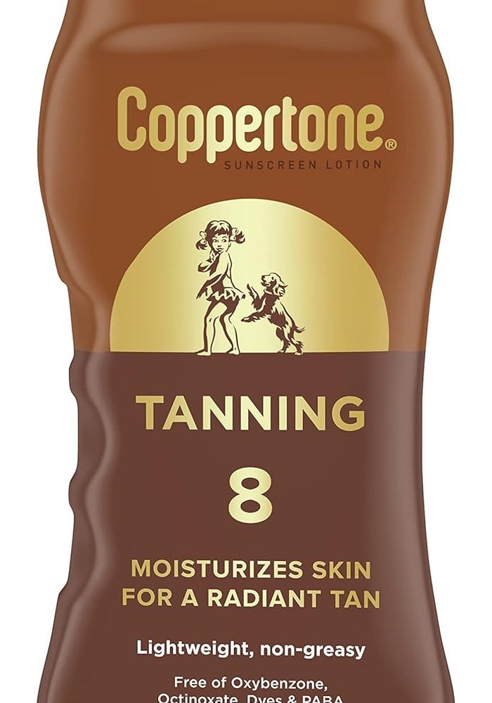 Coppertone Tanning Lotion SPF 8 - Non-Greasy Lightweight Formula, 8 Fl Oz - Image 1