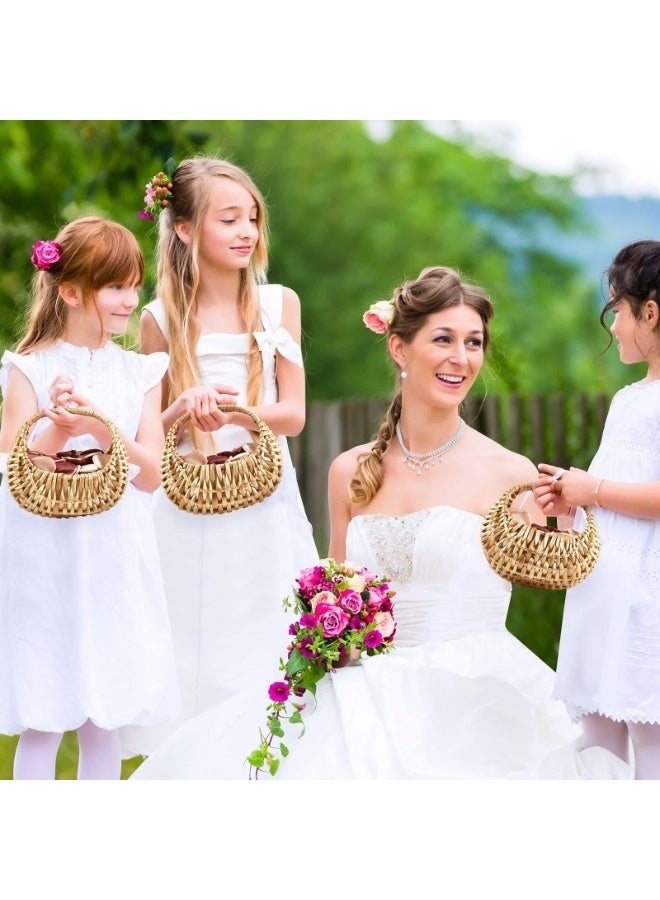Arabest 2Pcs Half-moon Wicker Basket - Small Willow Straw Basket with Handle, Ideal for Wedding Flower Girl, Picnic, Garden Storage, and Home Decor - Image 5