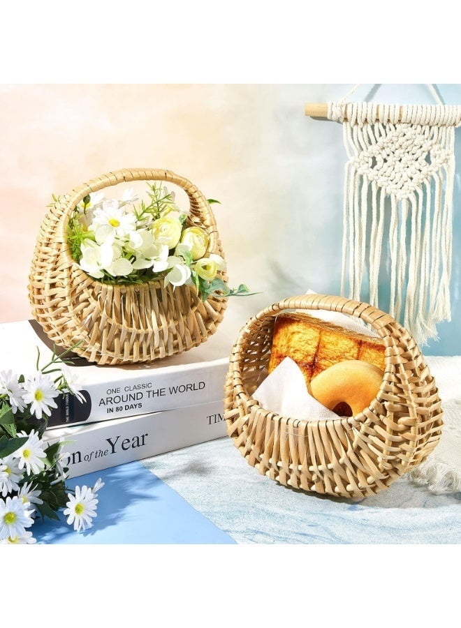 Arabest 2Pcs Half-moon Wicker Basket - Small Willow Straw Basket with Handle, Ideal for Wedding Flower Girl, Picnic, Garden Storage, and Home Decor - Image 4