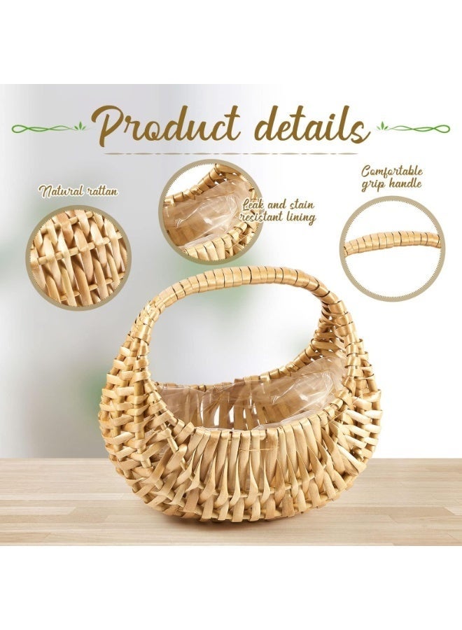 Arabest 2Pcs Half-moon Wicker Basket - Small Willow Straw Basket with Handle, Ideal for Wedding Flower Girl, Picnic, Garden Storage, and Home Decor - Image 2