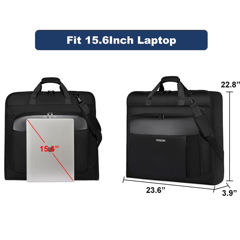 PUSLOM Garment Bag Travel Suit Bag for Men Large 40-Inch Carry on Garment Bag Up to 3 Suits for Business Trips,2 in 1 Hanging Suitcase Luggage Bags for Travel,Foldable Carry on Bag Fits 15.6Inch Laptop,Black - Image 5