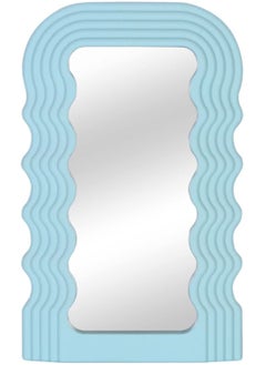 Y&D Aesthetic Wave Pattern Irregular Frame Mirror, Decorative Desk Wall Mirror for Living Room Bedroom Hallway Home Decor (Blue)  - Image 1