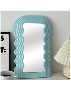 Y&D Aesthetic Wave Pattern Irregular Frame Mirror, Decorative Desk Wall Mirror for Living Room Bedroom Hallway Home Decor (Blue)  - Image 5