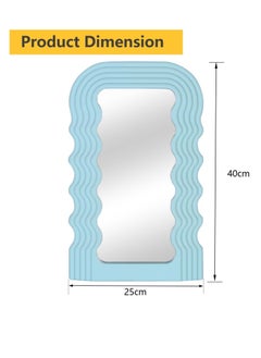 Y&D Aesthetic Wave Pattern Irregular Frame Mirror, Decorative Desk Wall Mirror for Living Room Bedroom Hallway Home Decor (Blue)  - Image 3
