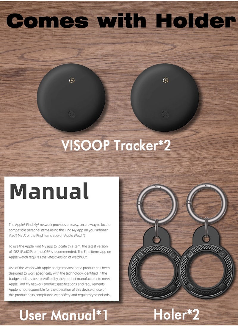 XQOOPS - XQOOPS 2-Pack Air Tags with Holder Case, Smart Bluetooth Tracker Compatible with Find My(iOS Only), Item Finder Locator for Pets/Keys/Bags/Luggage Suitcases, Replaceable Battery Waterproof-Black - Image 1