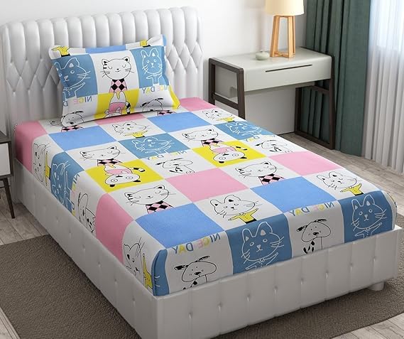 BLENZZA DECO بيلينزا ديكو™ غلاسي قطن لحاف سرير مفرد قابل للعكس للأطفال 1 وملاءة سرير مفرد 1 مع غطاء وسادة 1 (تصميم 6) (من 0 إلى 8 سنوات للأطفال) - Image 4