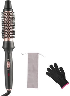 1 1/4 Inch Ceramic Tourmaline Curling Iron Brush with Dual Voltage for Travel, Suitable for Long and Medium Hair (Black)